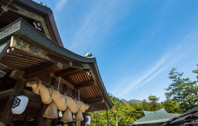 Low angle view of temple building against sky