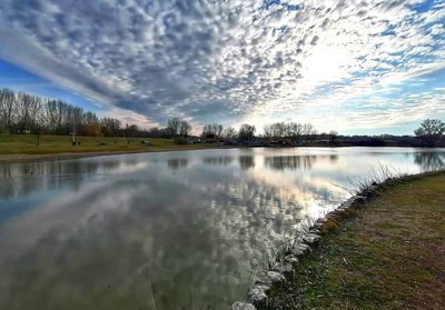 Scenic view of lake against sky