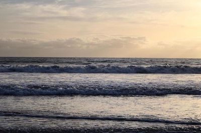 Scenic view of sea against dramatic sky