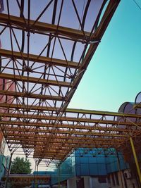 Low angle view of built structure against blue sky