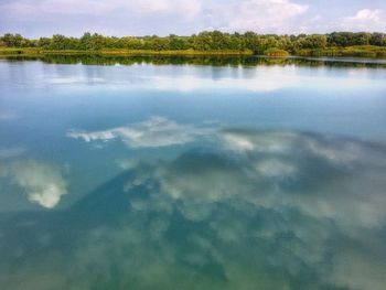 Scenic view of lake against sky