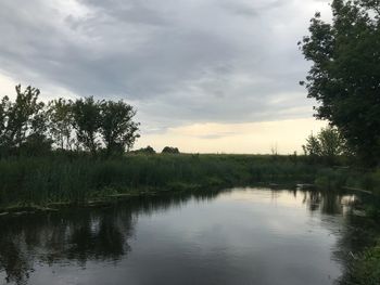 Scenic view of lake against sky