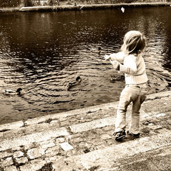 Woman looking at lake