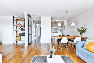 Empty chairs and table at home