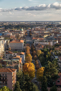 High angle view of townscape against sky