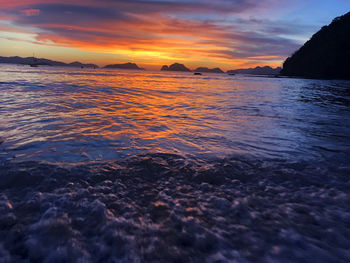 Scenic view of sea against sky during sunset