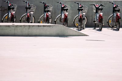 Bicycles parked on street