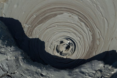 High angle view of rippled water on sand