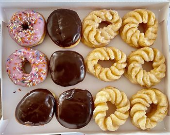 High angle view of various food on table