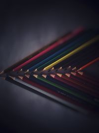High angle view of multi colored pencils