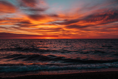 Scenic view of sea against sky during sunset