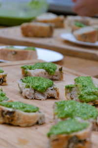 High angle view of food on cutting board