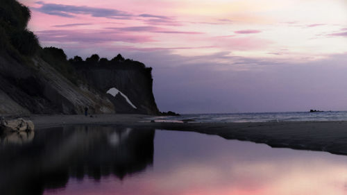 Scenic view of sea against sky at sunset