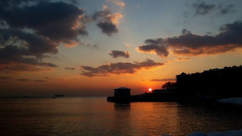 Scenic view of sea at sunset