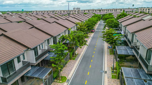 High angle view of built structures