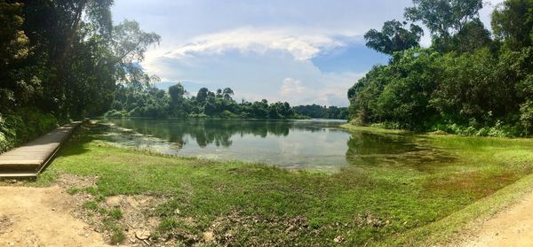 Scenic view of lake against sky