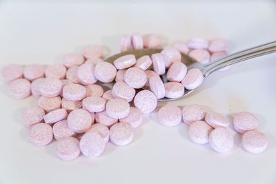 High angle view of candies on table