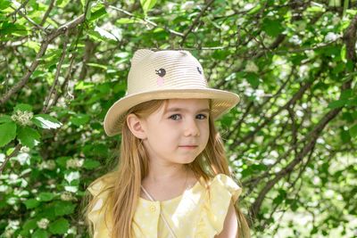 Portrait of woman wearing hat