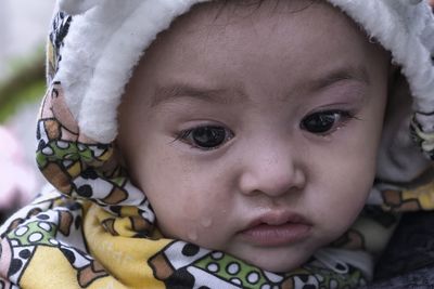 Close-up of cute baby crying