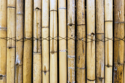 Old brown tone bamboo simple wall or bamboo fence texture background for  design vintage tone. 