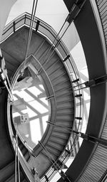 Low angle view of spiral staircase in building