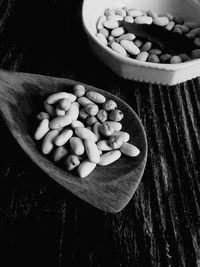 High angle view of vegetables in bowl on table