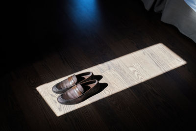 High angle view of shoes on table