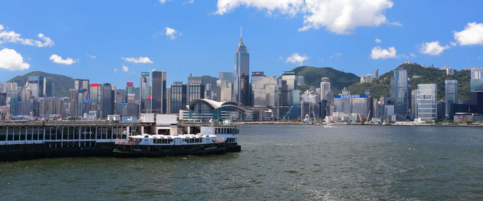 City skyline with river in background