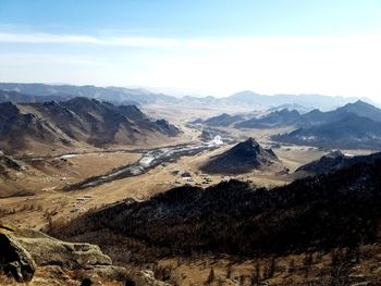 Scenic view of mountains against sky