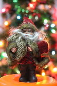 Close-up of illuminated christmas tree at night