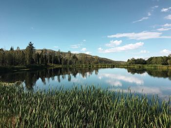 Scenic view of lake against sky