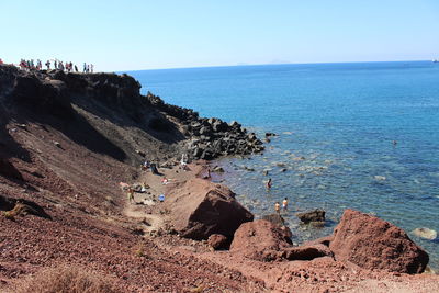 Scenic view of sea against clear sky