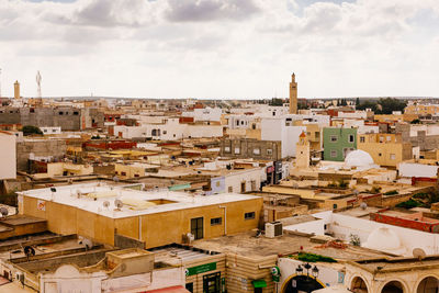 High angle view of townscape against sky