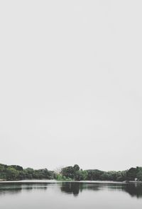 Scenic view of lake against clear sky