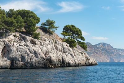 Scenic view of sea and rocks