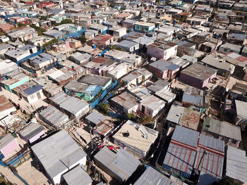 High angle view of buildings in city