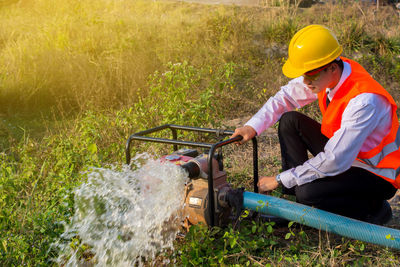 Man working in water
