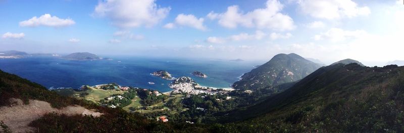 Panoramic view of mountains against sky