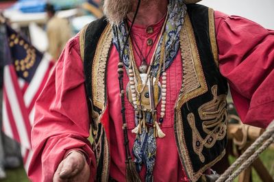 Close-up of man wearing traditional clothing