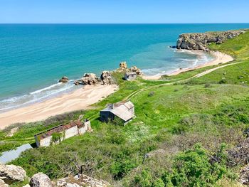 High angle view of beach
