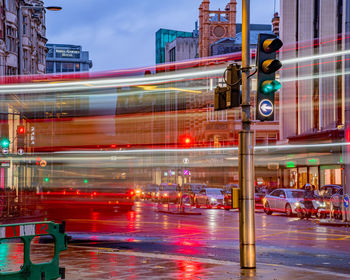Blurred motion of cars on city street