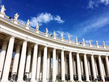 Low angle view of temple against blue sky