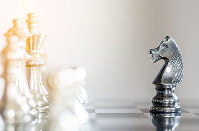 Close-up of an animal skull on table