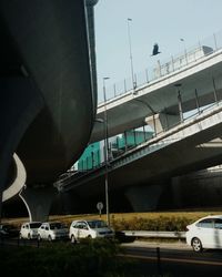 Cars on road at sunset