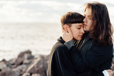 Young couple on beach