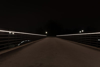 Empty road on bridge at night