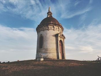 Low angle view of old building against sky