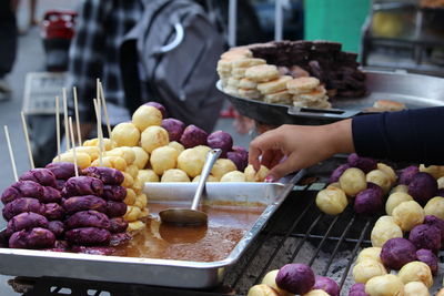 Close-up of fruits for sale at market stall