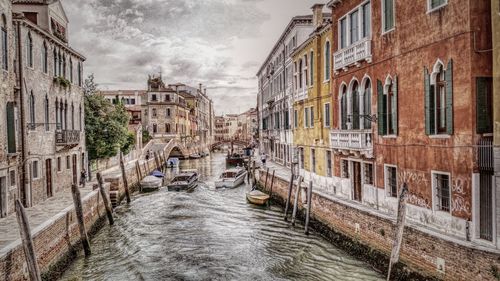 View of canal in city