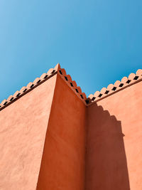 Low angle view of building against clear blue sky